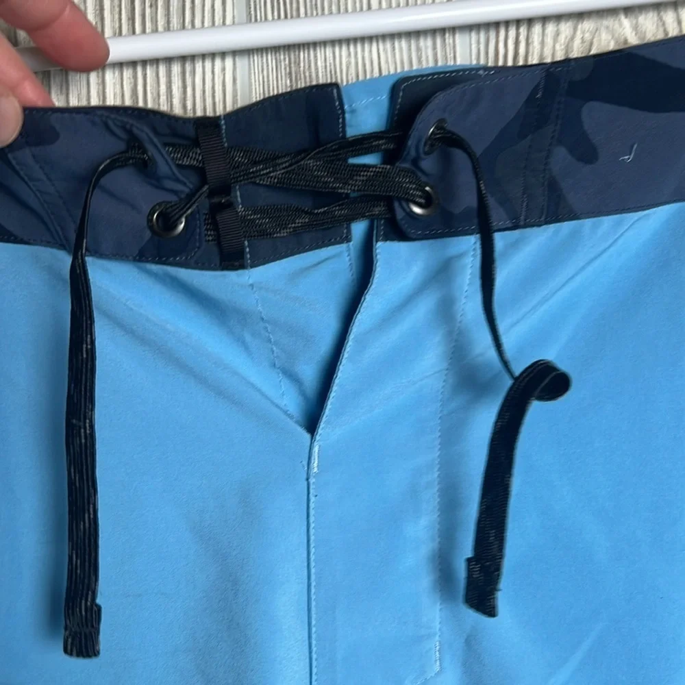 Patagonia Stretch Planing Board Short Zip Pocket Drawstring Light Blue 9